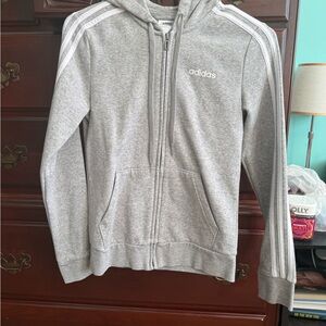 Adidas Kids Light Gray Zip-Up Hoodie